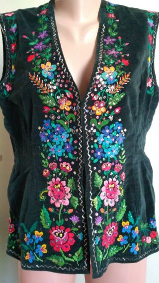Ukrainian Embroidered Vest,  Vintage 1930 - 1940,  Handmade,  M - L,  Ukraine