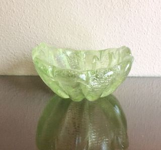 Large Vintage Iridato Murano Glass Bowl,  Lime Green w/ Silver Leaf 1950s Italy 6