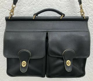 Coach Vintage Mens Womens Black Leather Kinsington Messenger Work Briefcase Bag