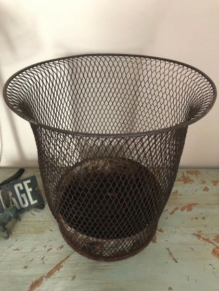 Vintage Industrial Wire Mesh Nemco Paper Waste Basket Trash Can Factory Office
