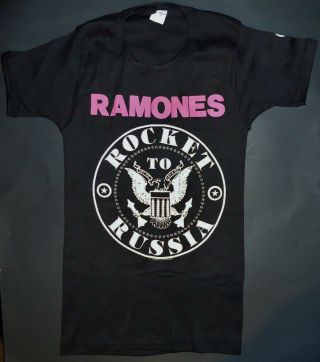 Vintage Ramones " Rocket To Russia " 1977 Promo T - Shirt Black Size Small (18 - 20)