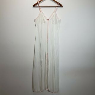 Vintage Val Mode Peignoir Set L White Pink Spaghetti Gown Ruffle Robe Wedding 6