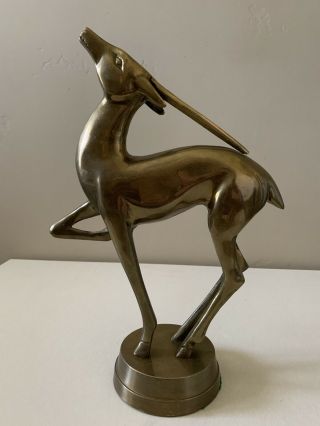 Vintage Dolbi Cashier 1980 Brass Gazelle Art Deco Sculpture Statue Figure