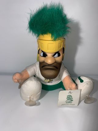 Vintage 1989 Sparty The Michigan State University Mascot Window Cling Plush Doll