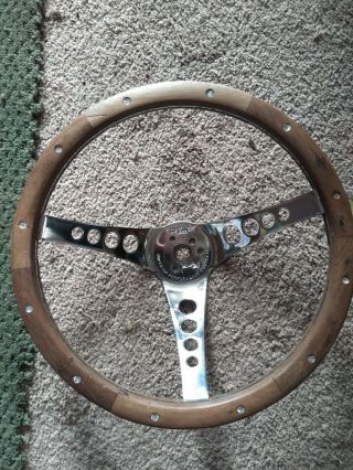 Vintage Superior 500 Old School Hot Rod Steering Wheel Wood Grip 13 1/2 "