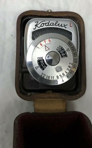 Vintage Kodak Kodalux L Light Exposure Meter Retina Camera Era With Case 8