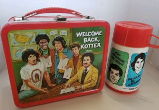 Vintage 1977 Tv Show Welcome Back Kotter Aladdin Metal Lunch Box W/ Thermos