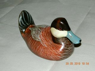 Big Sky Carvers Hand Carved Solid Wood Duck Decoy Ruddy Duck Signed