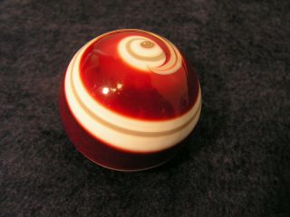 Vintage Red,  Grey And White Swirl Slag Glass Gear Shift Knob - Small Chip