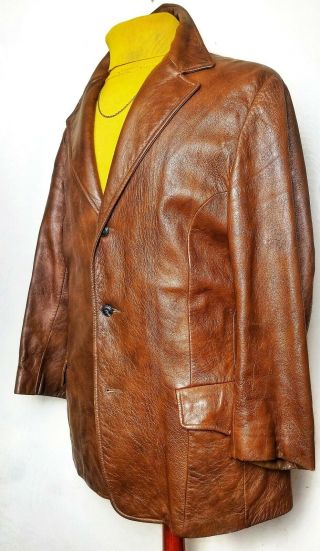 Vtg 1960s Leather Jacket " Once Upon A Time In Hollywood " Rare Half Belted Style