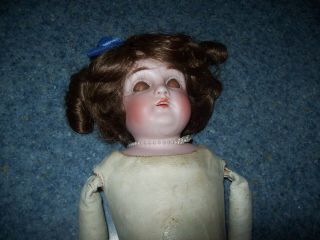 antique bisque doll leather body jointed sleep eyes 15 
