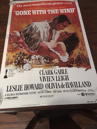 Vintage Gone With The Wind Theater Poster,  For Theaters Only,  27x41 " S Large,  Col