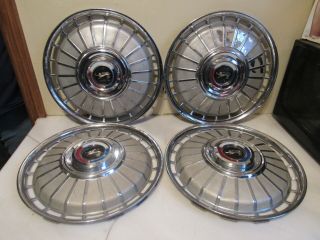 Vintage Set Of 4 1962 Ford Galaxie Hubcaps 14 "