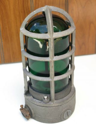 Vintage Adalet Explosion Proof Industrial Light Fixture Green Globe Sconce