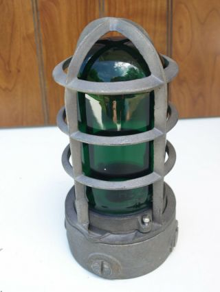 Vintage Adalet Explosion Proof Industrial Light Fixture Green Globe Sconce 2