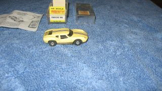 Vintage 1960s Aurora Thunderjet 1376 Rare Yellow Porsche 906 Slot Car W/ Box
