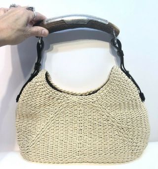 Vintage Yves St Laurent Ysl Mombasa Bag Macrame With Leather Rare