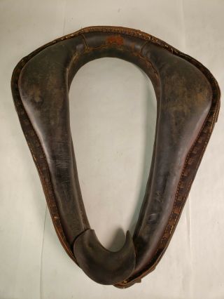 Antique Vintage Leather Horse Mule Ox Collar Harness Yoke Decor Western Cabin 4