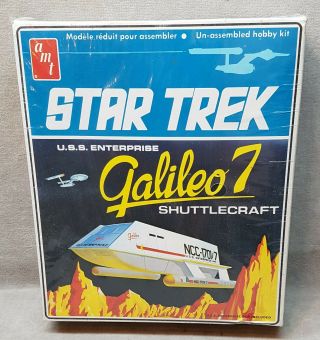 Vintage 1974 Star Trek Galileo 7 Shuttlecraft Amt Model Kit.