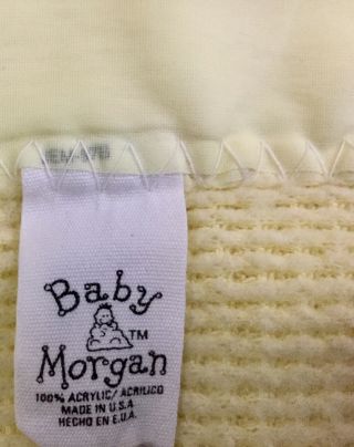 Vintage Baby Morgan Waffle Weave Thermal Satin Trim Blanket Yellow Acrylic 3