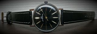 Vintage Wrist Watch Wristwatch Luch 23 Jewels 2209 Ultra Slim Black Ussr Soviet