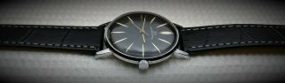 Vintage Wrist Watch Wristwatch Luch 23 Jewels 2209 Ultra Slim Black USSR Soviet 2