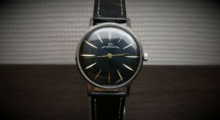 Vintage Wrist Watch Wristwatch Luch 23 Jewels 2209 Ultra Slim Black USSR Soviet 3