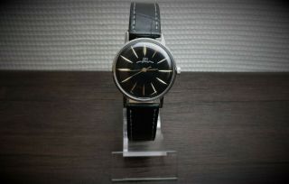 Vintage Wrist Watch Wristwatch Luch 23 Jewels 2209 Ultra Slim Black USSR Soviet 4