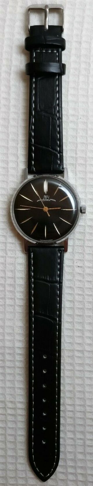Vintage Wrist Watch Wristwatch Luch 23 Jewels 2209 Ultra Slim Black USSR Soviet 8