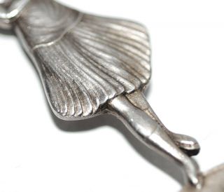 Antique English Deco Sterling Silver Figural Ice Skater Brooch,  1920s Fashion 3