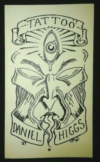 Vintage Daniel Higgs Erno Tattoo Studio Business Card 80s