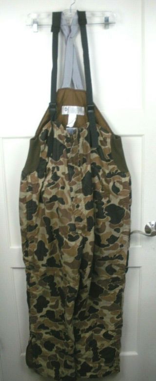 Vtg Columbia Omni - Tech Camo Hunting Insulated Bibs Adult Size: L
