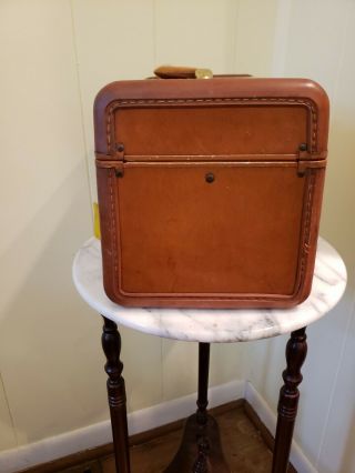 Vintage 1960s Brown Samsonite Train Cosmetic Case Luggage w tray and KEY 6