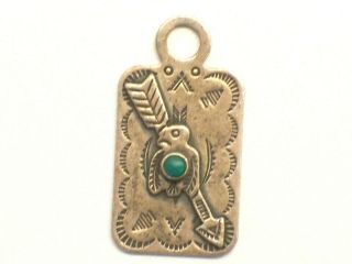Vintage Native American Fred Harvey Sterling Silver Turquoise Thunderbird Fob