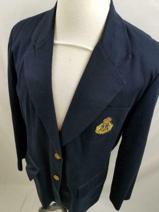 Vtg Brooks Brothers Navy Blue Mens L Gold Crest Blazer Jacket Sports Coat