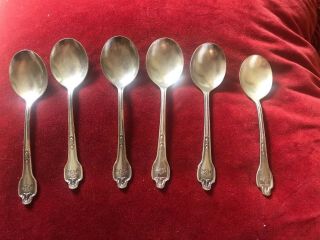 Vtg The Fontainebleau Hotel Miami Beach Florida 7 " Silverplate Spoon Set Of 6