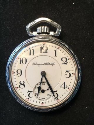 Antique Hampden Wm.  Mckinley Pocket Watch 16 Size 17 Jewels Runs
