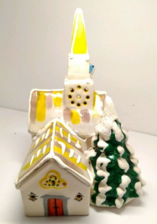 DEPT 56 Country Church 50054 Has Colored Christmas Lights Glued in vintage 1976 2