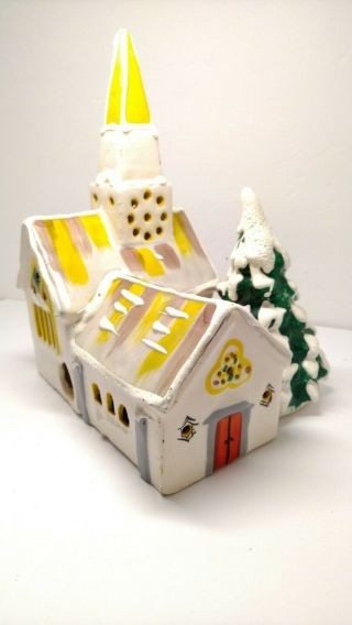 DEPT 56 Country Church 50054 Has Colored Christmas Lights Glued in vintage 1976 3