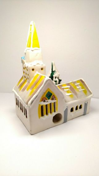 DEPT 56 Country Church 50054 Has Colored Christmas Lights Glued in vintage 1976 4