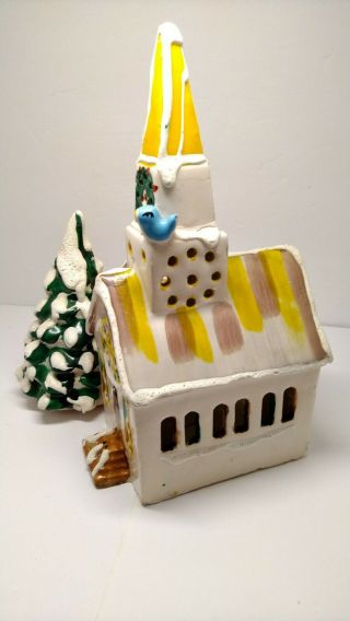 DEPT 56 Country Church 50054 Has Colored Christmas Lights Glued in vintage 1976 5