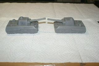 Two Marx Vintage Battleground Playset Gray German Tanks