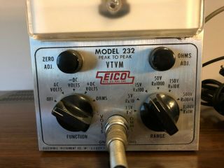 Vintage Eico 232 Peak - to - Peak VTVM Voltmeter with Uni - Probe Test Equipment 3