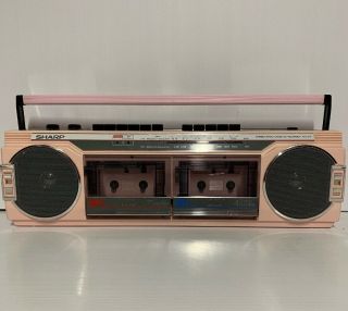Sharp Wq - 276 Pink Stereo Retro Boombox Vintage Radio Cassette Recorder