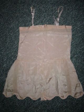 Vintage 1920s/30s Pale Pink Silk Teddy Slip With Delicate Lace Trim,