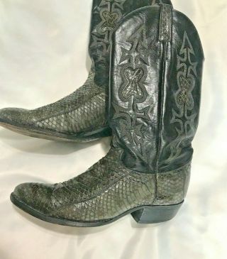 J Chisholm Black Lizard Skin Western Cowboy Boots Exotic Vintage Mens 10.  5 D