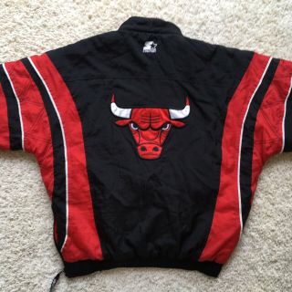 Vintage Nba Authentics Chicago Bulls Starter Pullover Jacket Men’s Size Large