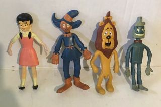 Vintage 1960s Wizard Of Oz Bendy Figure Set Multiple Toymakers Dorothy Lion Tin
