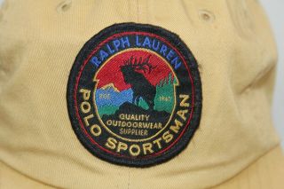 Vintage Polo Sportsman Elk Cookie Patch Ralph Lauren Baseball Dad Hat Cap Tan 2