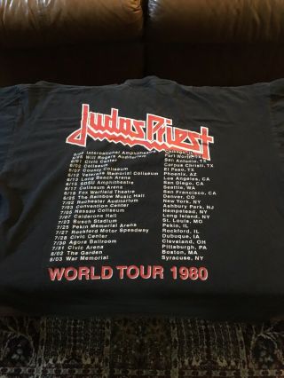 Vintage 1980 Judas Priest British Steel Concert T - shirt.  Rare. 5